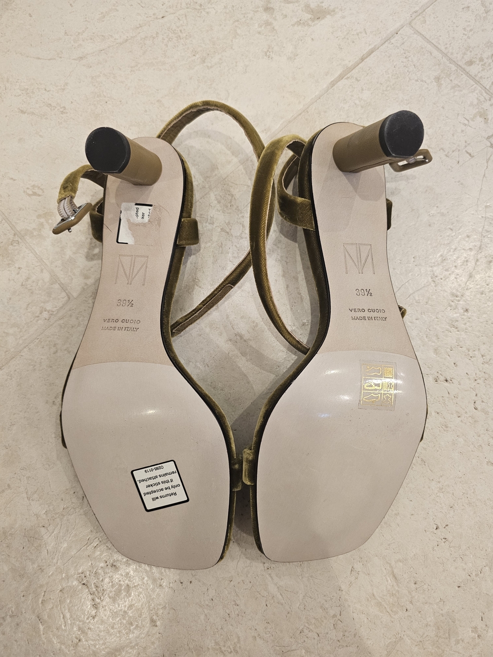 Tamara Mellon Olive Velvet Strappy Heels - Picture 4 of 4